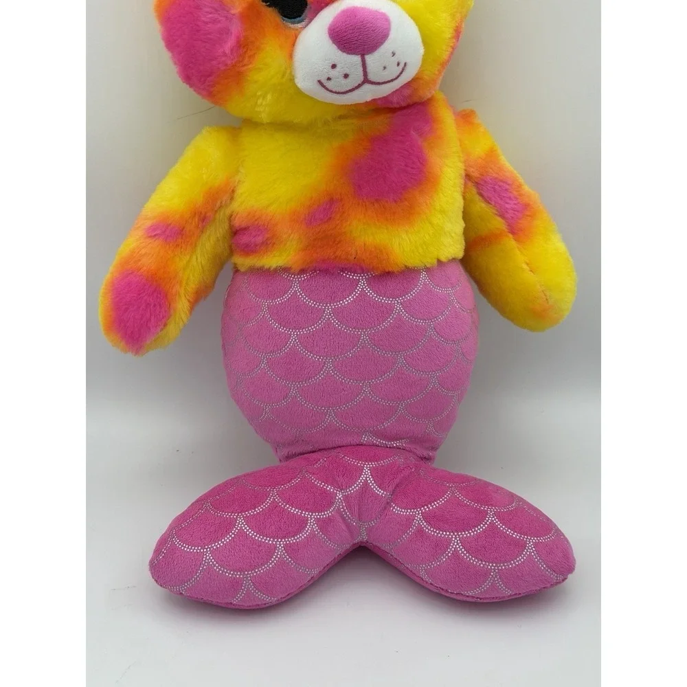 Build A Bear Mer-Cat Mermaid Cat Kitty Plush Pink, Yellow & Pink